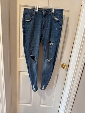 Denim&Co Dark Blue Distressed Jeggings